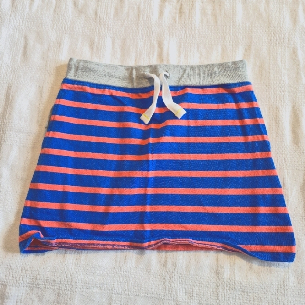 Johnnie B Boden girls 11-12 years blue & coral stripe skirt has pockets VGUC
